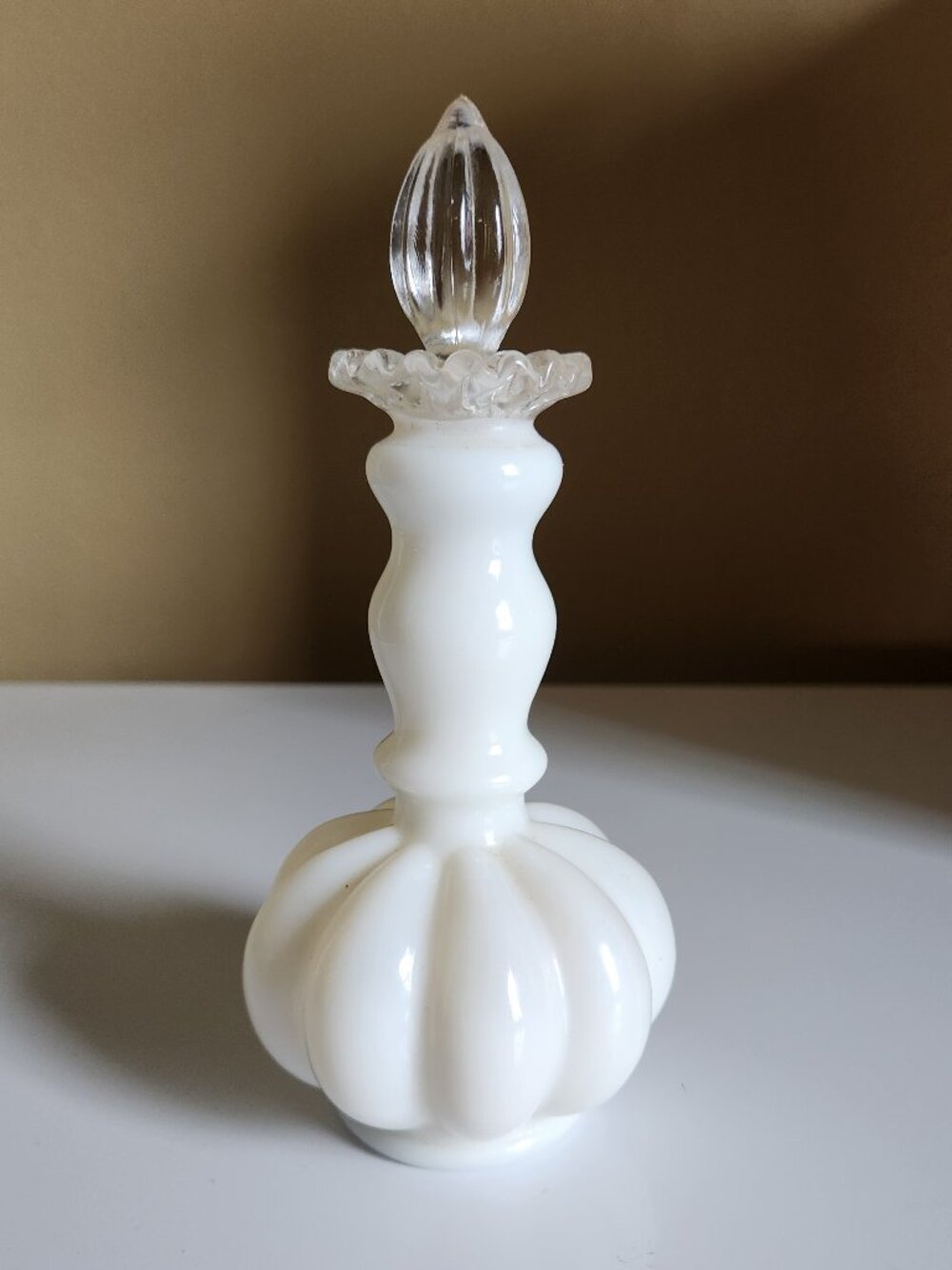 Fenton Silver Crest Melon Glass Perfume Bottle